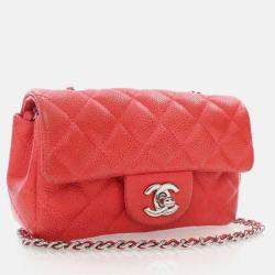 Pre Owned Chanel Classic Single Flap Mini Pink Caviar Bag