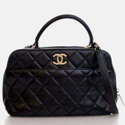 Chanel Black Lambskin Trendy CC Bowling Bag
