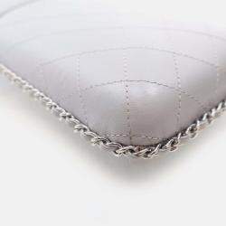 Pre Owned Chanel Chain Around Grey Lambskin Phone Holder Bag