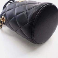 Chanel Mini Black Lambskin Bucket Bag With Chain