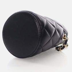 Chanel Mini Black Lambskin Bucket Bag With Chain