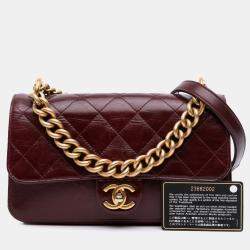 Chanel Red Small Aged Calfskin Straight Lined Flap