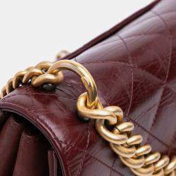 Chanel Red Small Aged Calfskin Straight Lined Flap