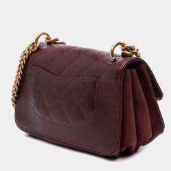 Chanel Red Small Aged Calfskin Straight Lined Flap
