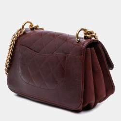 Chanel Red Small Aged Calfskin Straight Lined Flap