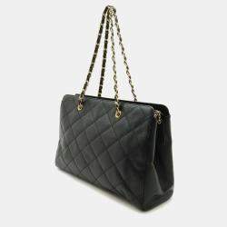 Chanel Quilted Classic Black Leather Chain Tote Bag