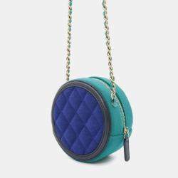 Chanel Filigree Round Quilted Caviar Mini Clutch with Chain 