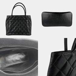 Chanel Medallion Black Caviar Skin Leather Tote Bag