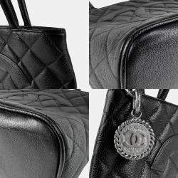 Chanel Medallion Black Caviar Skin Leather Tote Bag