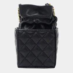 Chanel Drawstring CC Mini Black Quilted Leather Bucket Bag