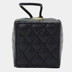 Chanel Drawstring CC Mini Black Quilted Leather Bucket Bag