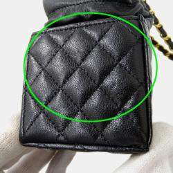 Chanel Drawstring CC Mini Black Quilted Leather Bucket Bag