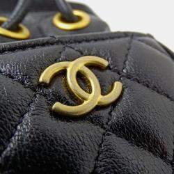 Chanel Drawstring CC Mini Black Quilted Leather Bucket Bag