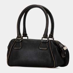 Chanel Embossed  Black Leather Boston Bag