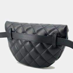 Pre Owned Chanel Black Lambskin Quilted Waist Belt Bag 