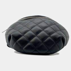Pre Owned Chanel Black Lambskin Quilted Waist Belt Bag 