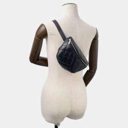 Pre Owned Chanel Black Lambskin Quilted Waist Belt Bag 