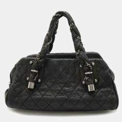 Chanel Lady Braid Distressed Black Lambskin Bowler Bag