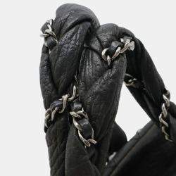 Chanel Lady Braid Distressed Black Lambskin Bowler Bag
