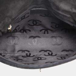 Chanel Diamond Stitch Black Suede Messenger Bag