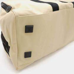 Chanel Sport Line Coco Mark Beige Black Nylon Canvas Boston Bag 