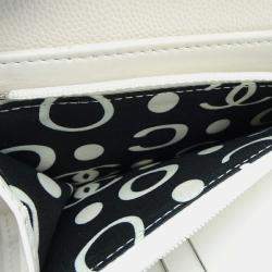 Chanel White Caviar Skin Long Tri-Fold Wallet  
