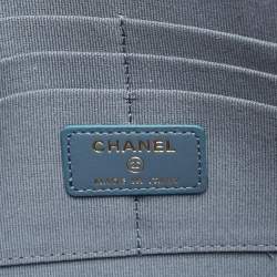 Chanel Blue Quilted Caviar Leather Classic CC Flap Zip Pouch Clutch