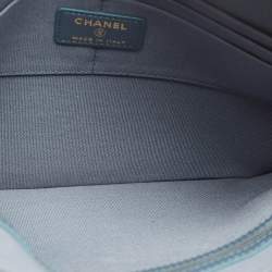Chanel Blue Quilted Caviar Leather Classic CC Flap Zip Pouch Clutch