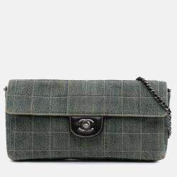Chanel Blue CC Chocolate Bar Denim East West Flap