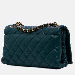 Chanel Green Medium Calfskin Soft Elegance Flap