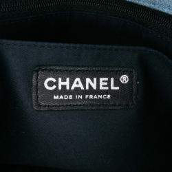 Chanel Blue Medium Embroidered Denim Perfume Bottle Single Flap
