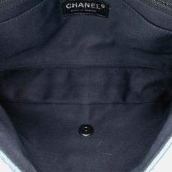 Chanel Blue Medium Embroidered Denim Perfume Bottle Single Flap