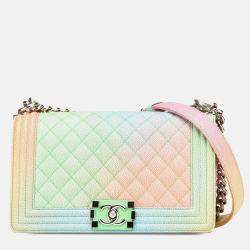 Chanel Multicolor Old Medium Quilted Caviar Rainbow Boy Flap