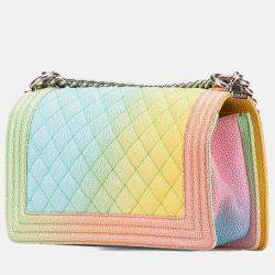 Chanel Multicolor Old Medium Quilted Caviar Rainbow Boy Flap