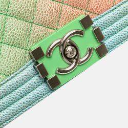 Chanel Multicolor Old Medium Quilted Caviar Rainbow Boy Flap