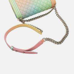 Chanel Multicolor Old Medium Quilted Caviar Rainbow Boy Flap
