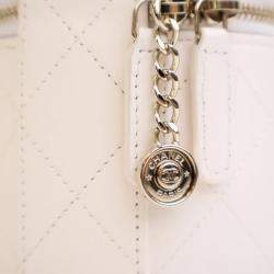 Chanel White CC Lambskin Round Vanity Case