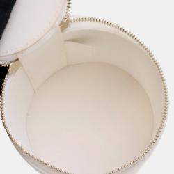 Chanel White CC Lambskin Round Vanity Case