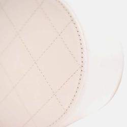 Chanel White CC Lambskin Round Vanity Case