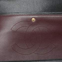 Pre Owned Chanel Black Quilted Caviar Leather Jumbo Classic Double Flap Bag