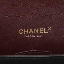 Pre Owned Chanel Black Quilted Caviar Leather Jumbo Classic Double Flap Bag