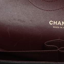 Pre Owned Chanel Black Quilted Caviar Leather Jumbo Classic Double Flap Bag