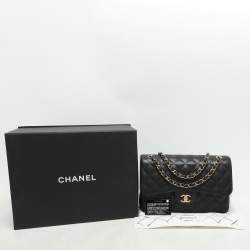 Pre Owned Chanel Black Quilted Caviar Leather Jumbo Classic Double Flap Bag