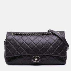 Chanel Grey Jumbo Quilted Iridescent Caviar Easy Flap