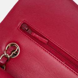 Chanel Red Medium Classic Lambskin Double Flap