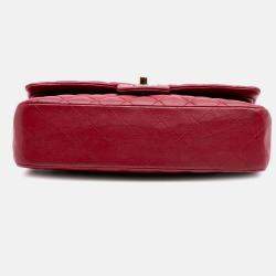 Chanel Red Medium Classic Lambskin Double Flap