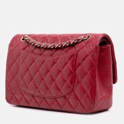Chanel Red Medium Classic Lambskin Double Flap