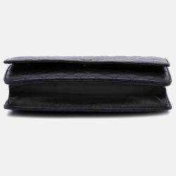 Chanel Black CC Quilted Lambskin Wallet On Chain