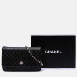Chanel Black CC Quilted Lambskin Wallet On Chain