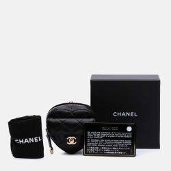 Chanel Black Lambskin CC in Love Heart Necklace Bag